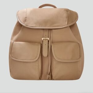 Year of Ours Tan Leather Backpack with Front Pockets